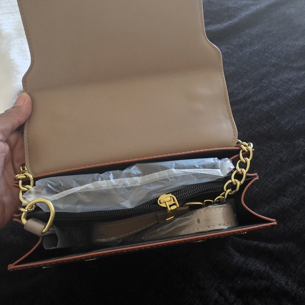 Tan and Brown Chain Bag - Picture 2 of 3